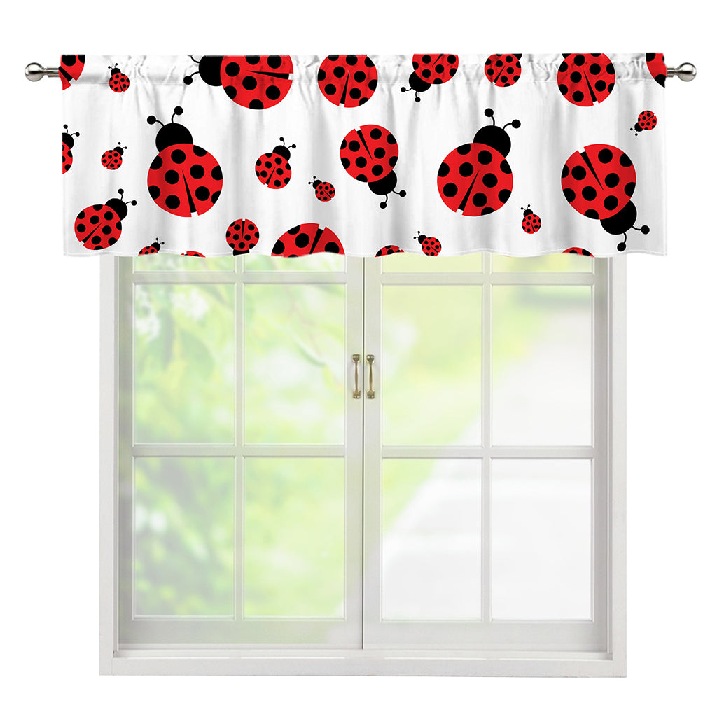 Red Ladybug Pattern Print Window Valance