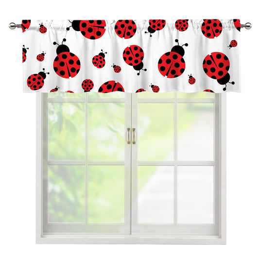 Red Ladybug Pattern Print Window Valance
