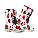 Red Ladybug Pattern Print Winter Boots