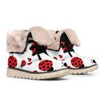 Red Ladybug Pattern Print Winter Boots