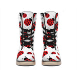 Red Ladybug Pattern Print Winter Boots