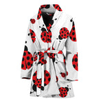 Red Ladybug Pattern Print Women's Bathrobe