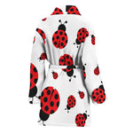 Red Ladybug Pattern Print Women's Bathrobe