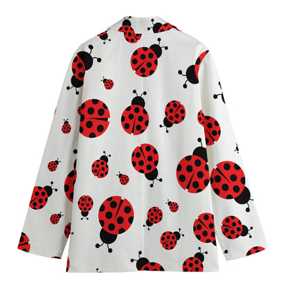 Red Ladybug Pattern Print Women's Blazer