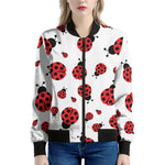 Red Ladybug Pattern Print Women's Bomber Jacket
