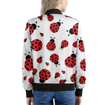 Red Ladybug Pattern Print Women's Bomber Jacket