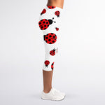Red Ladybug Pattern Print Women's Capri Leggings