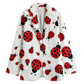 Red Ladybug Pattern Print Women's Cotton Blazer