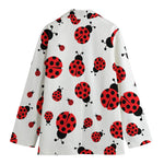 Red Ladybug Pattern Print Women's Cotton Blazer