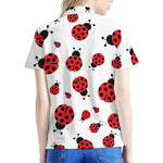 Red Ladybug Pattern Print Women's Polo Shirt