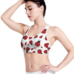 Red Ladybug Pattern Print Women's Sports Bra