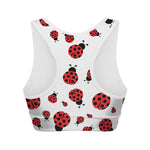 Red Ladybug Pattern Print Women's Sports Bra