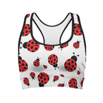 Red Ladybug Pattern Print Women's Sports Bra