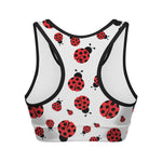 Red Ladybug Pattern Print Women's Sports Bra