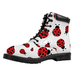 Red Ladybug Pattern Print Work Boots