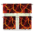 Red Lava Print 3 Piece Kitchen Curtains