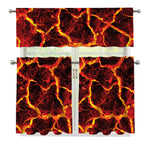 Red Lava Print 3 Piece Kitchen Curtains
