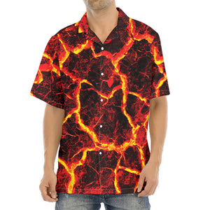 Red Lava Print Aloha Shirt