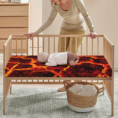 Red Lava Print Baby Crib Sheet