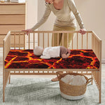 Red Lava Print Baby Crib Sheet