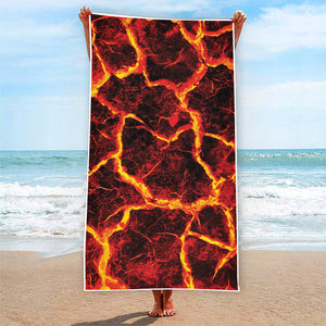 Red Lava Print Beach Towel