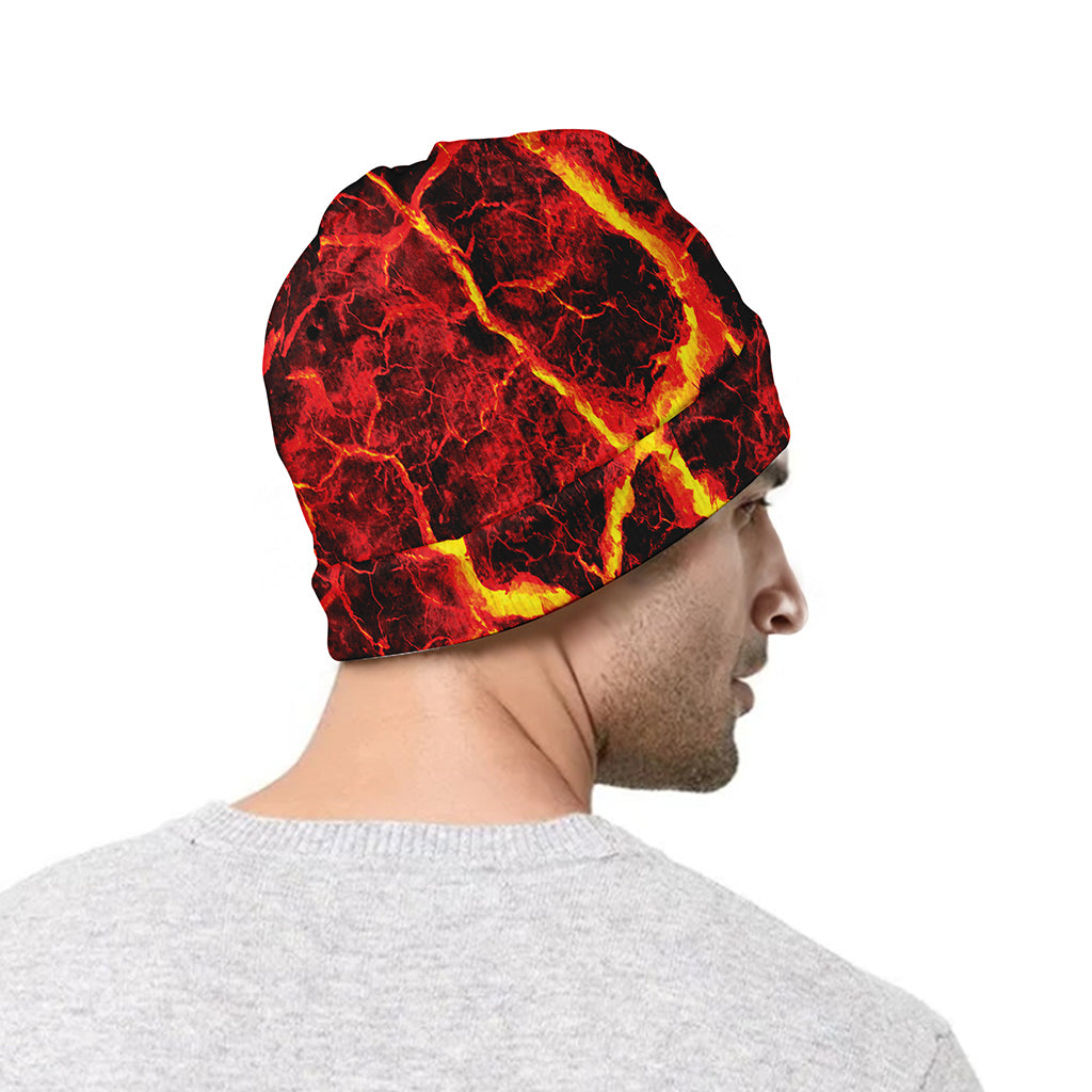 Red Lava Print Beanie