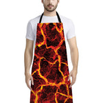 Red Lava Print Bib Apron With Pocket