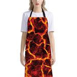 Red Lava Print Bib Apron With Pocket