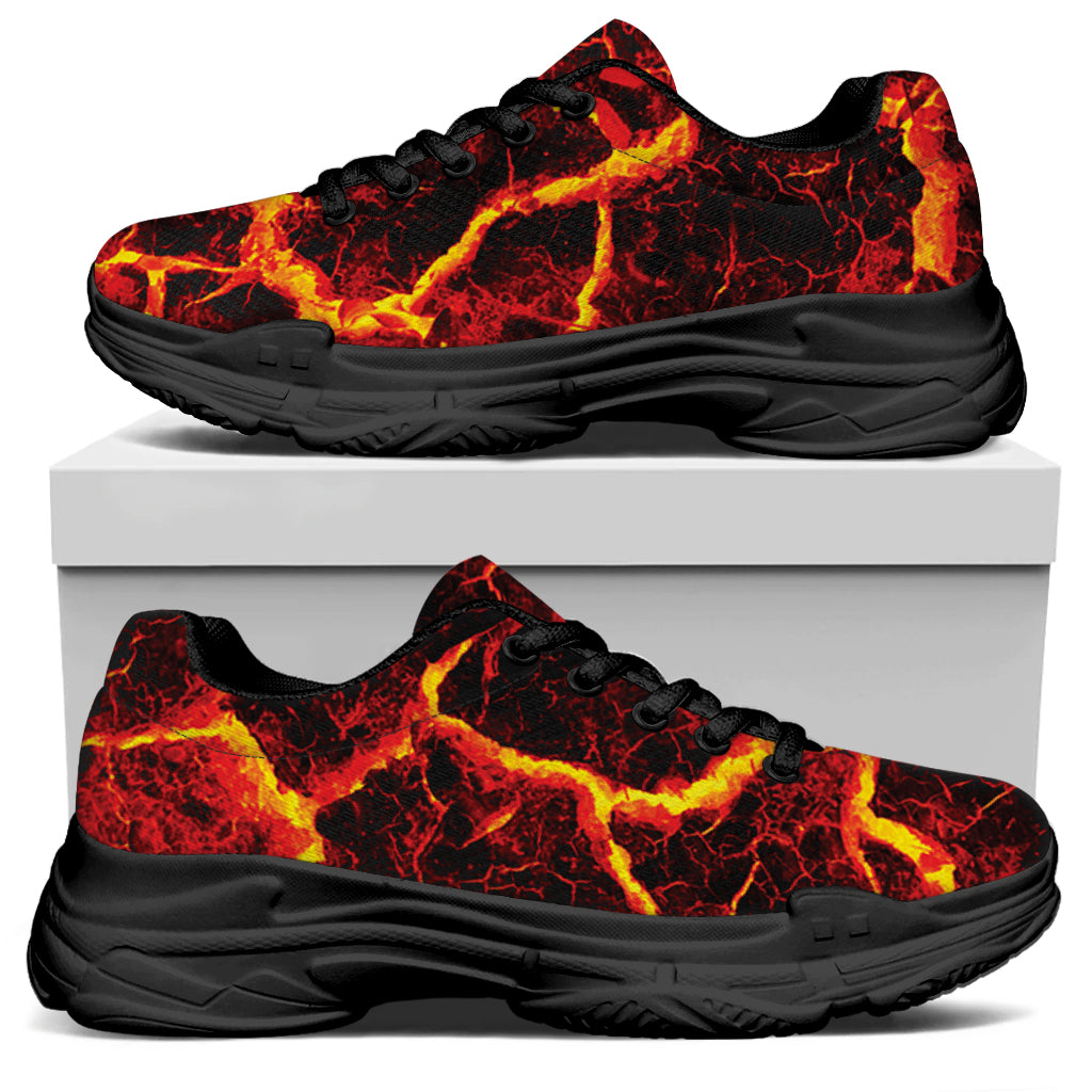 Red Lava Print Black Chunky Shoes