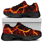 Red Lava Print Black Chunky Shoes