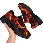 Red Lava Print Black Chunky Shoes