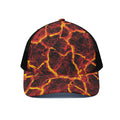 Red Lava Print Black Mesh Trucker Hat