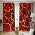 Red Lava Print Dimout Pencil Pleat Curtains
