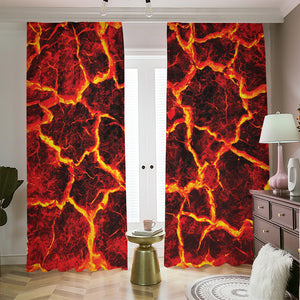 Red Lava Print Blackout Pencil Pleat Curtains