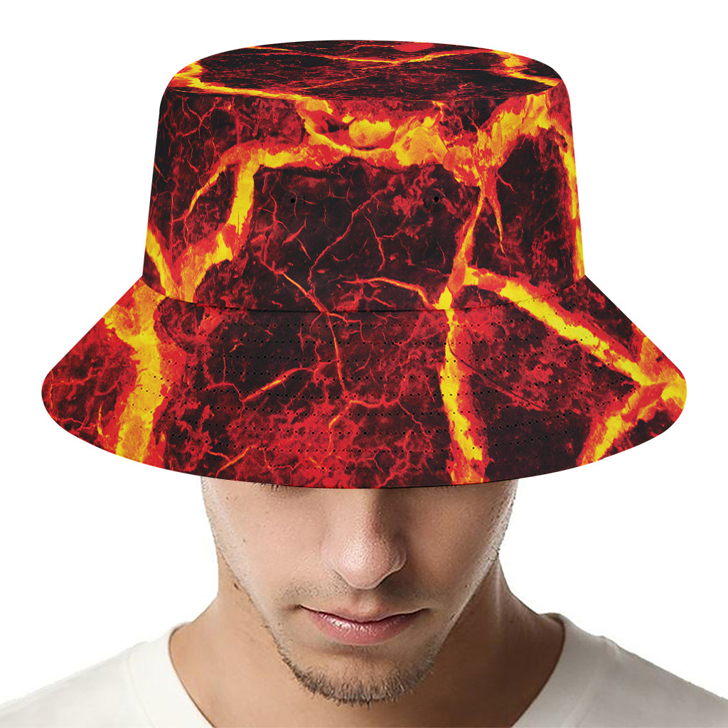 Red Lava Print Bucket Hat