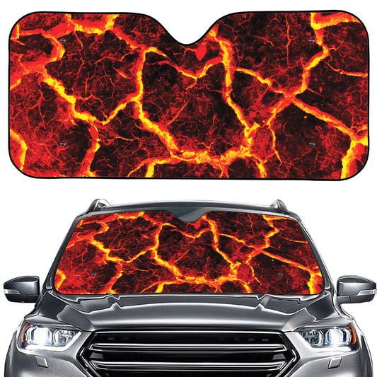 Red Lava Print Car Windshield Sun Shade