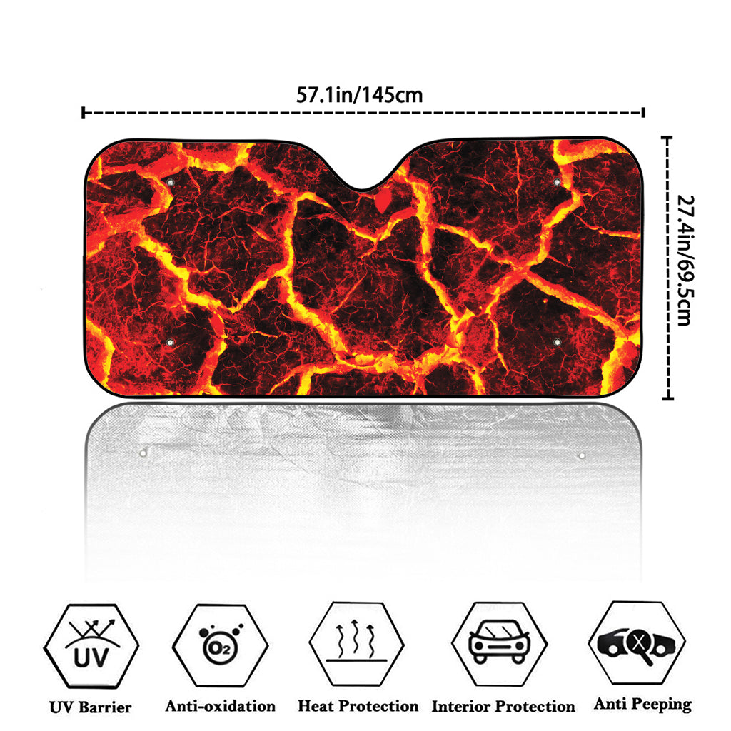 Red Lava Print Car Windshield Sun Shade