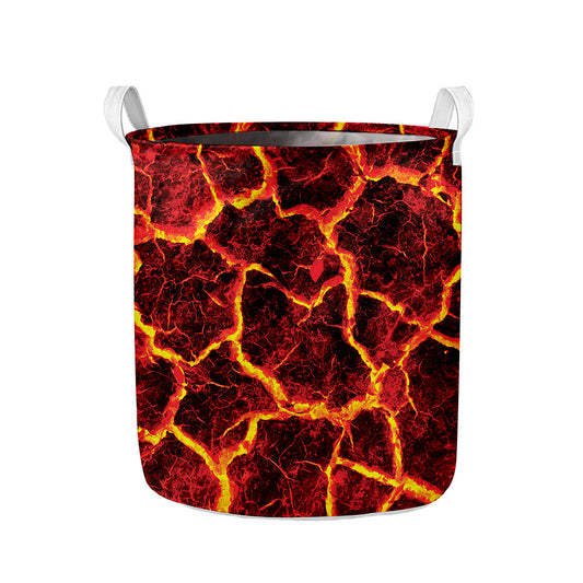 Red Lava Print Collapsible Laundry Basket