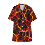 Red Lava Print Cotton Hawaiian Shirt