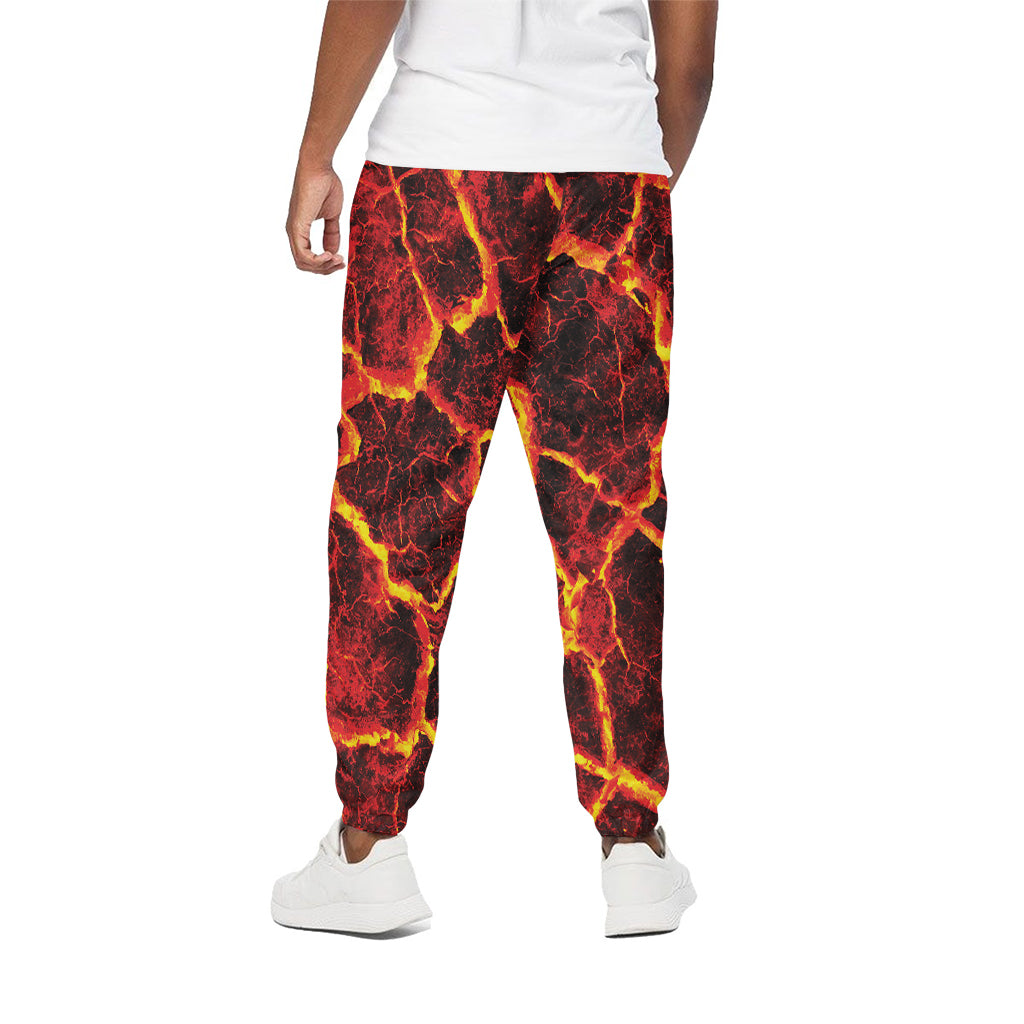 Red Lava Print Cotton Pants