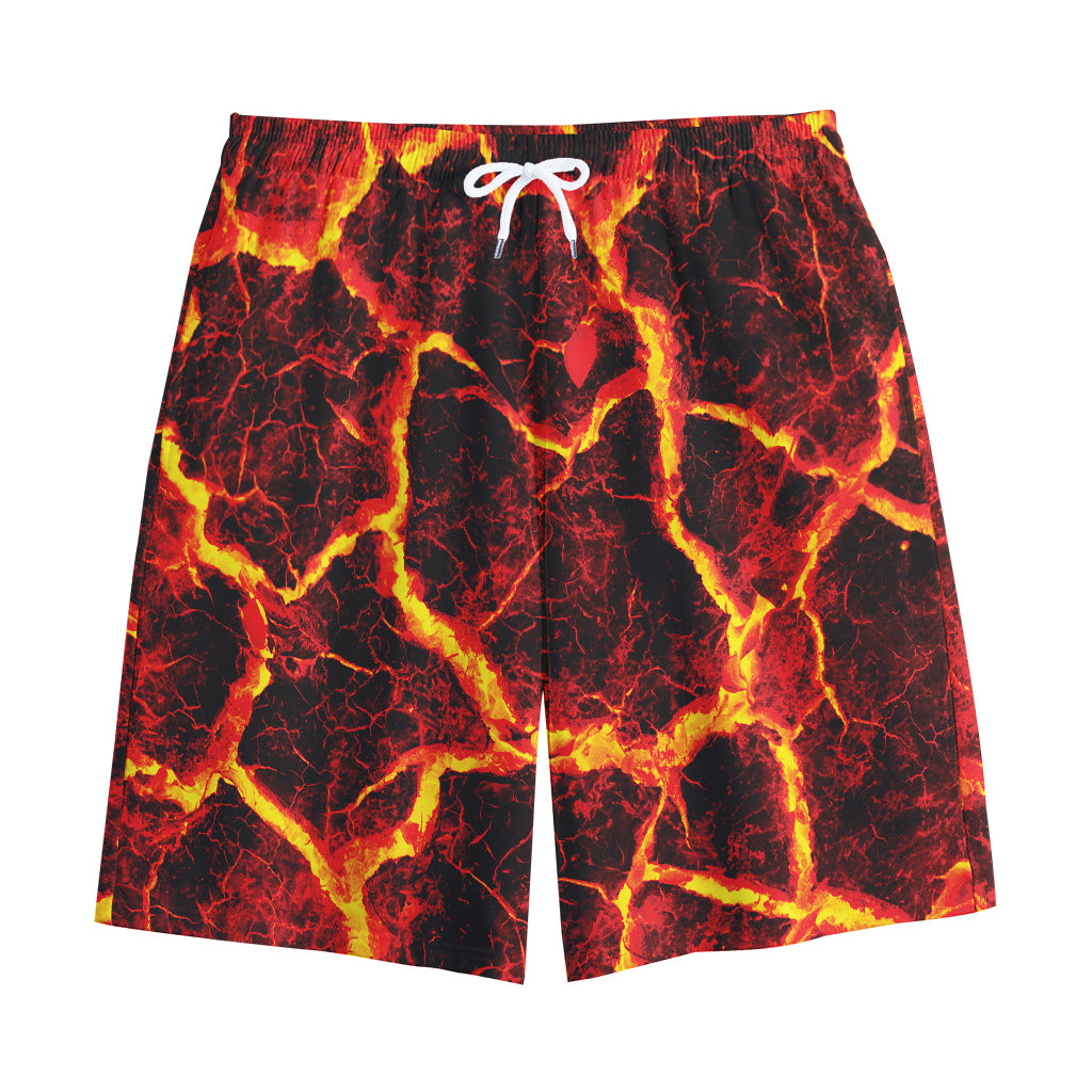 Red Lava Print Cotton Shorts