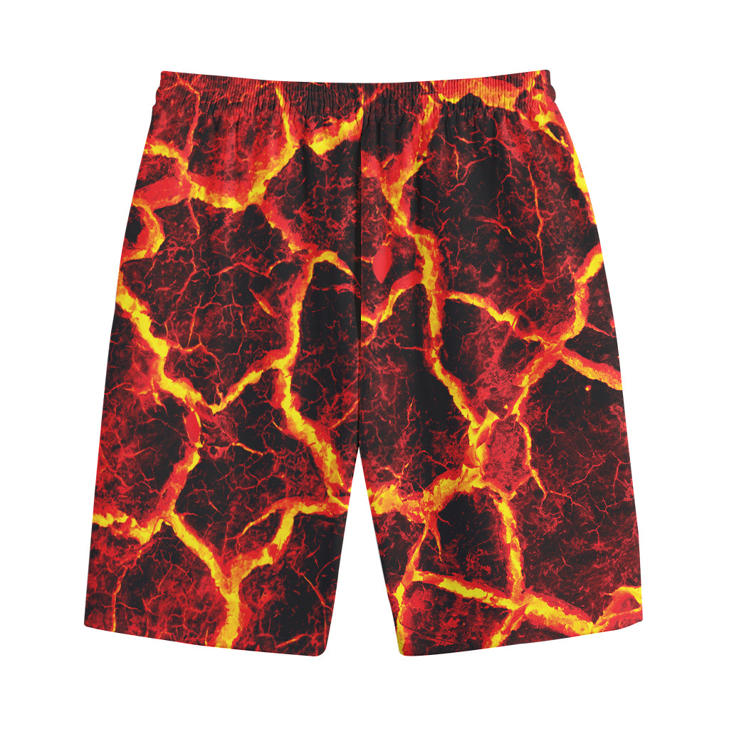 Red Lava Print Cotton Shorts