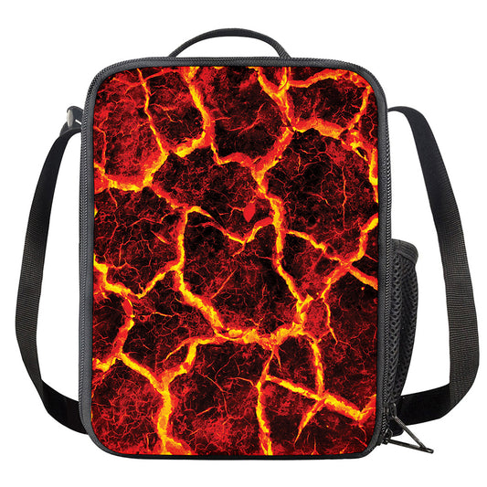 Red Lava Print Crossbody Lunch Bag