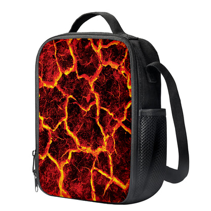 Red Lava Print Crossbody Lunch Bag