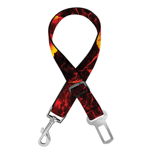 Red Lava Print Dog Seat Belt