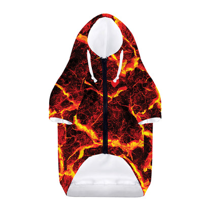 Red Lava Print Dog Zip Up Hoodie