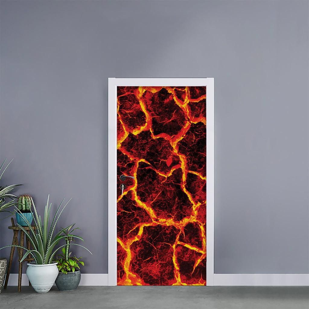 Red Lava Print Door Sticker