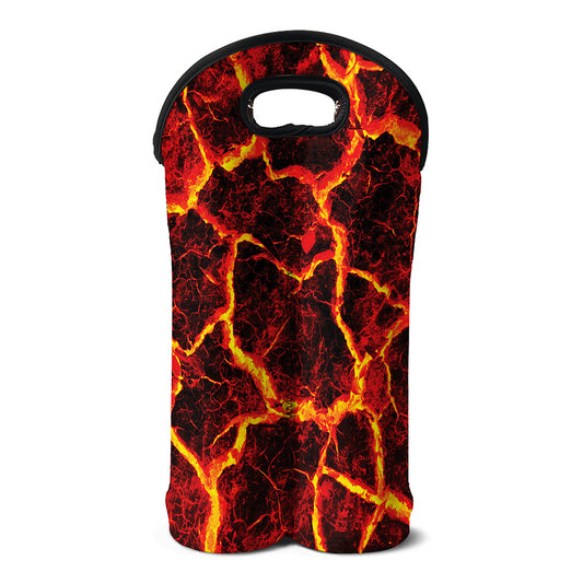 Red Lava Print Double Neoprene Wine Tote