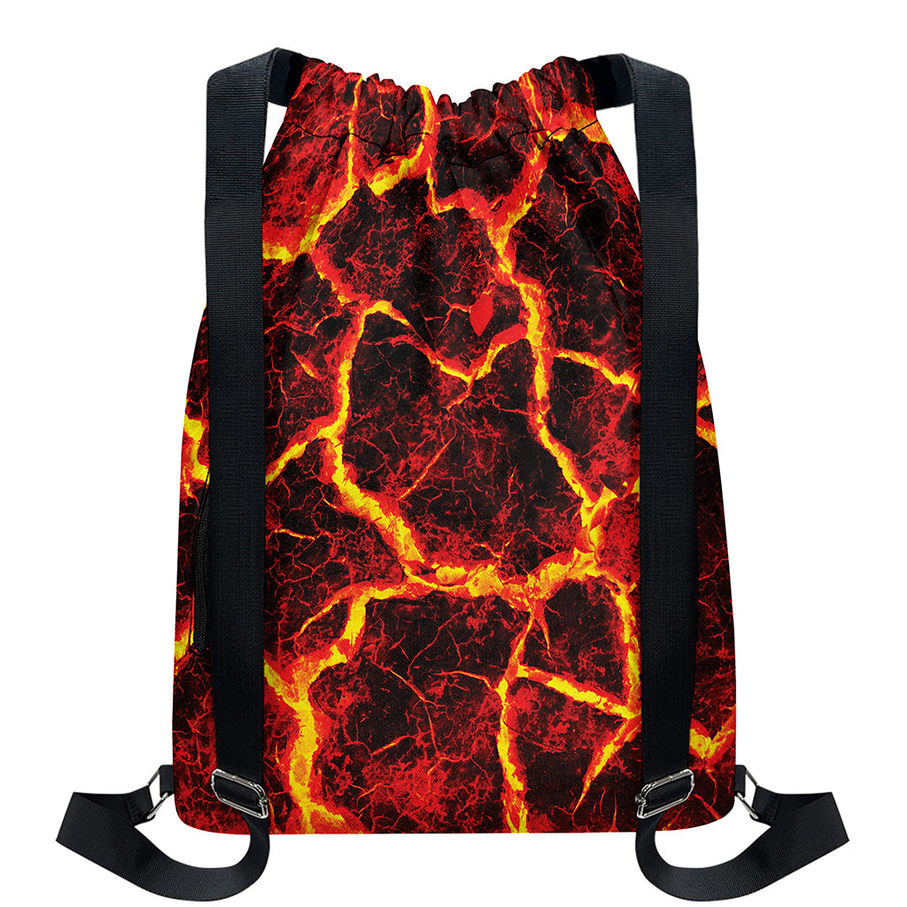 Red Lava Print Drawstring Backpack