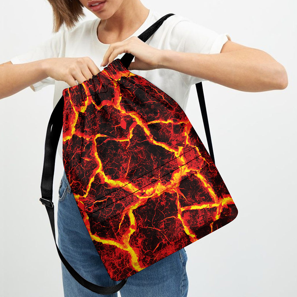 Red Lava Print Drawstring Backpack